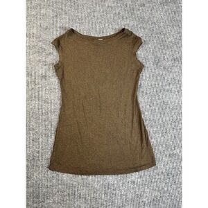 ANGELROX Women's Brown Sleeveless Boat Neck Pullover Top Rayon S/M